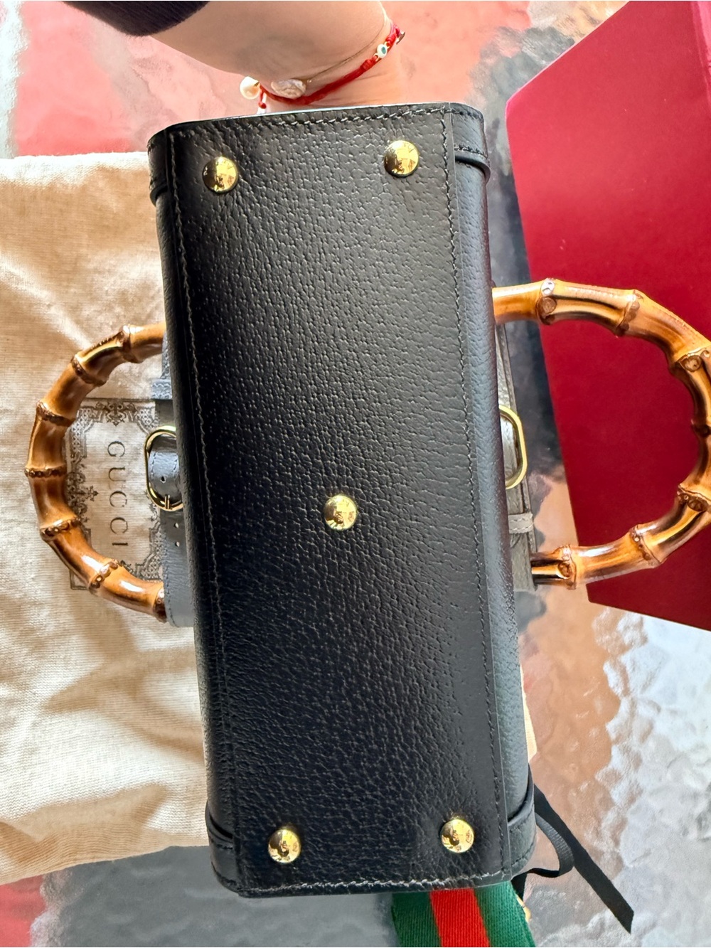 Gucci Diana black leather bamboo handle bag with pair of crossbody straps! New - Picture 10 of 10